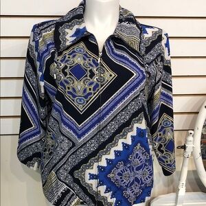 Zenergy by Chico’s Women's Patterned Zippered Jacket (Chico’s Size 2)